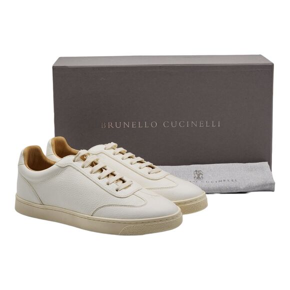 Brunello Cucinelli Deerskin Leather Low Top Sneakers Off White size 40 7US $995 - Picture 1 of 10